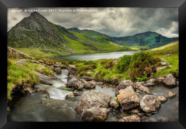 Tryfan In The Ogwen Valley Framed Print by Adrian Evans