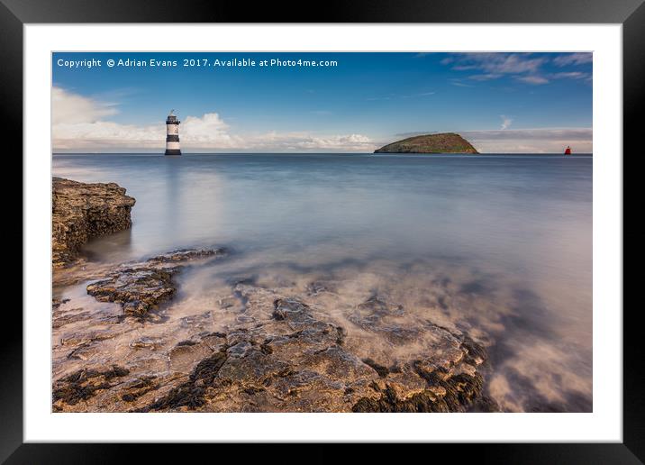 Puffin Island Lighthouse Anglesey Framed Mounted Print by Adrian Evans