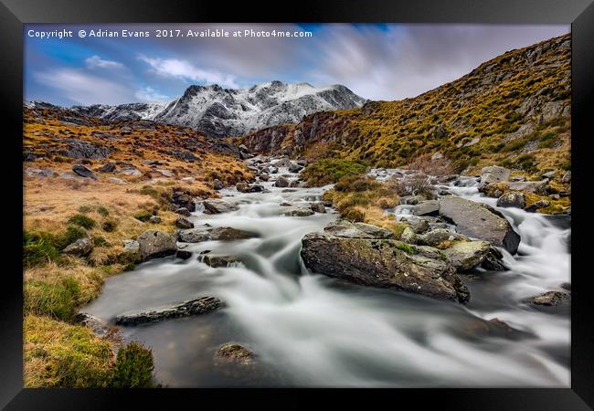 Mountain River Snowdonia  Framed Print by Adrian Evans