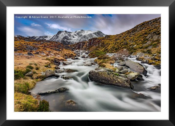 Mountain River Snowdonia  Framed Mounted Print by Adrian Evans