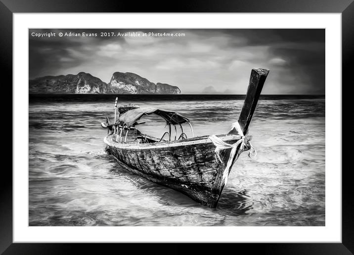 Longtail Boat Thailand Framed Mounted Print by Adrian Evans