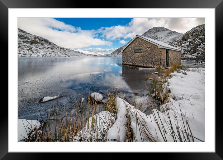 Icy Lake Ogwen Snowdonia Framed Mounted Print by Adrian Evans