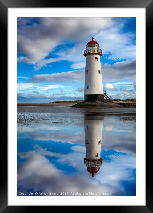 Talacre Lighthouse Reflection Framed Mounted Print by Adrian Evans