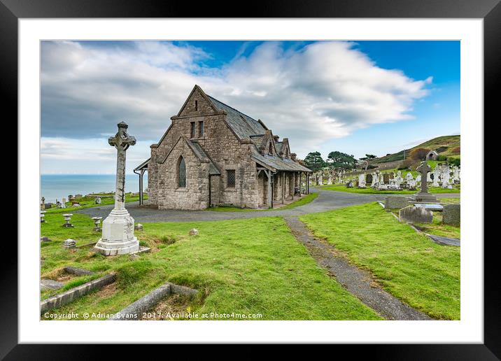 Saint Tudno Church Framed Mounted Print by Adrian Evans