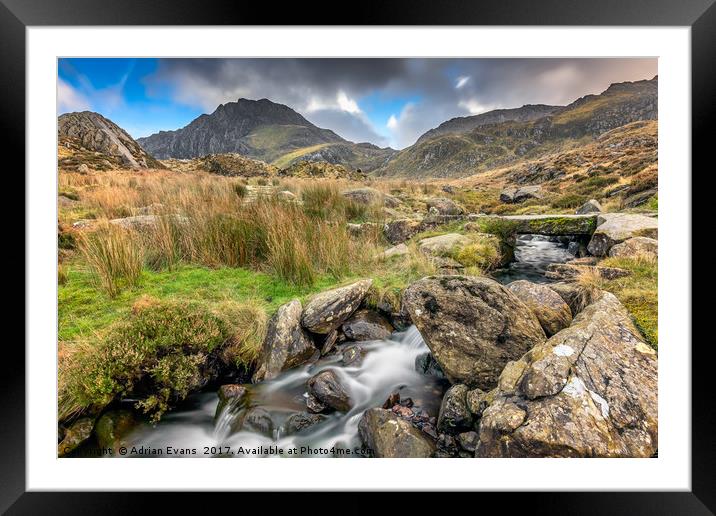 Foot Bridge To Snowdonia Framed Mounted Print by Adrian Evans