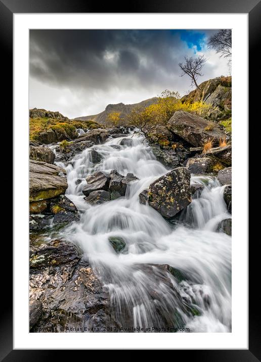 Cwm Idwal River Snowdonia Framed Mounted Print by Adrian Evans