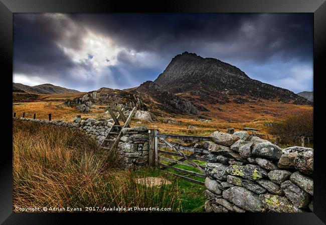 East Face Tryfan Snowdonia Framed Print by Adrian Evans