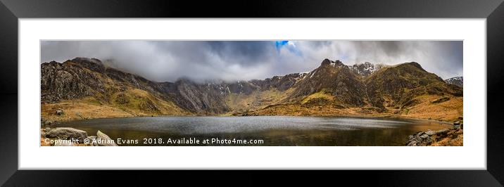 Lake Idwal Winter Snowdonia  Framed Mounted Print by Adrian Evans