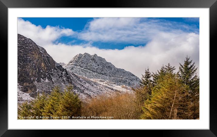 Tryfan Mountains East Face Framed Mounted Print by Adrian Evans