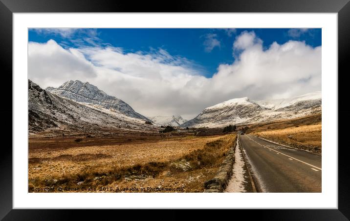 Mountain Highway Snowdonia Framed Mounted Print by Adrian Evans