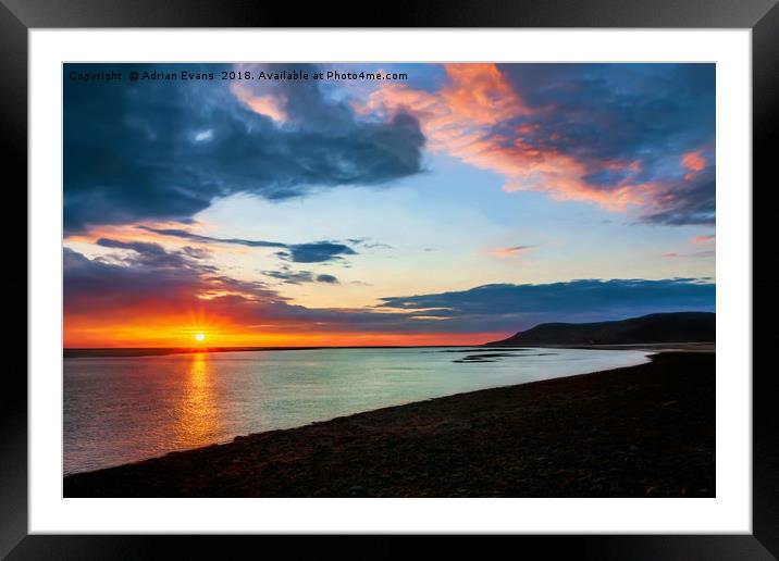 Sunset Seascape Wales Framed Mounted Print by Adrian Evans