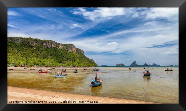 Fishing Boats Thailand Framed Print by Adrian Evans