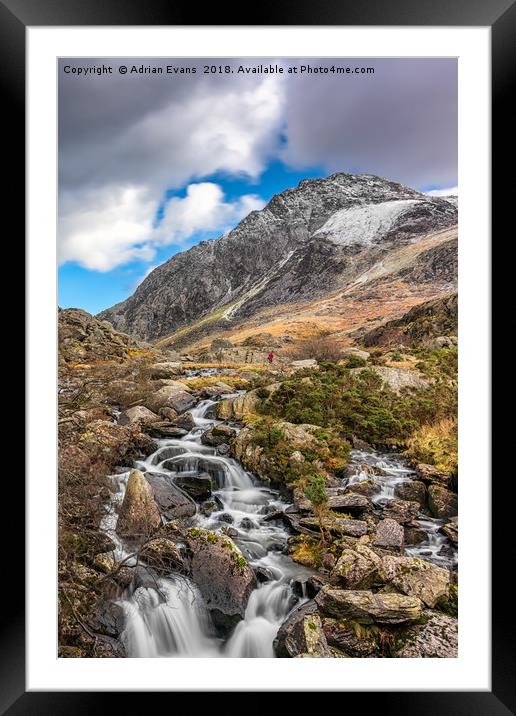 Tryfan Mountain Winter Rapids Framed Mounted Print by Adrian Evans