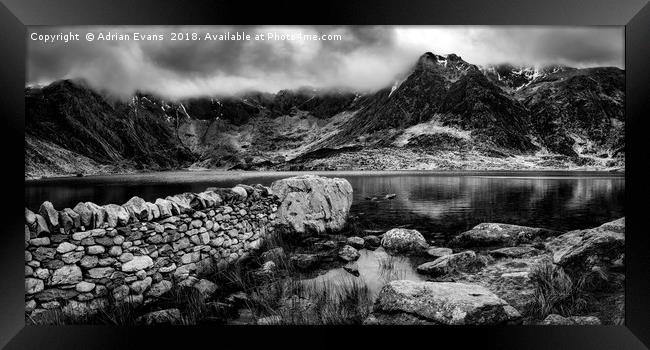 Idwal Lake Snowdonia Framed Print by Adrian Evans
