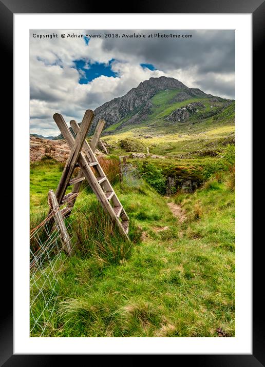 Stile To Tryfan Mountain Framed Mounted Print by Adrian Evans