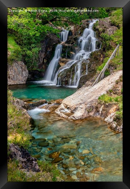 Watkin Path Waterfall Snowdonia Framed Print by Adrian Evans