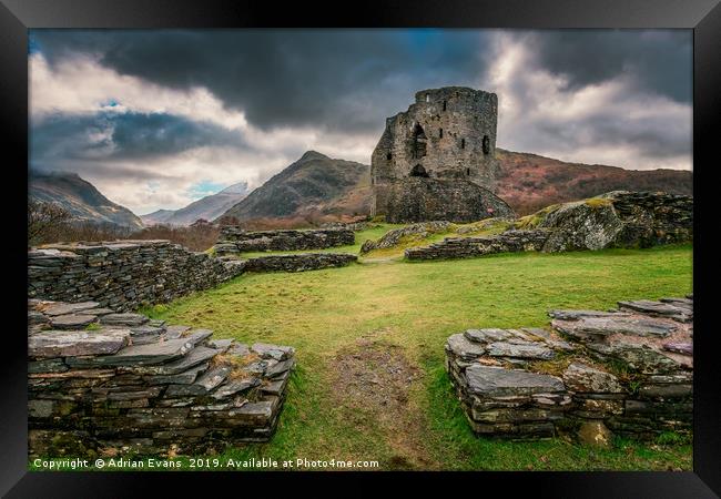 Castle  Dolbadarn Snowdonia Framed Print by Adrian Evans