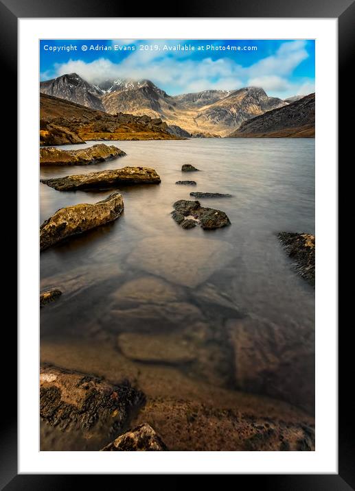 Ogwen Lake Snowdonia Framed Mounted Print by Adrian Evans