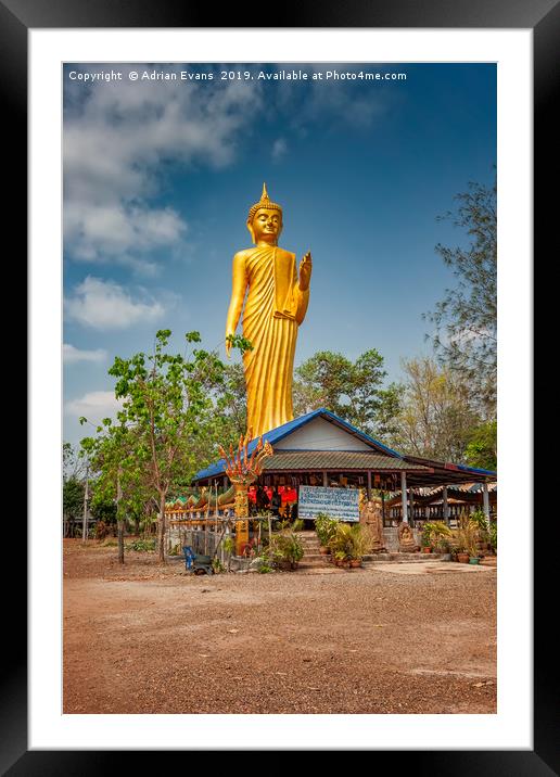 Wat Kham Chanot Golden Buddha Framed Mounted Print by Adrian Evans
