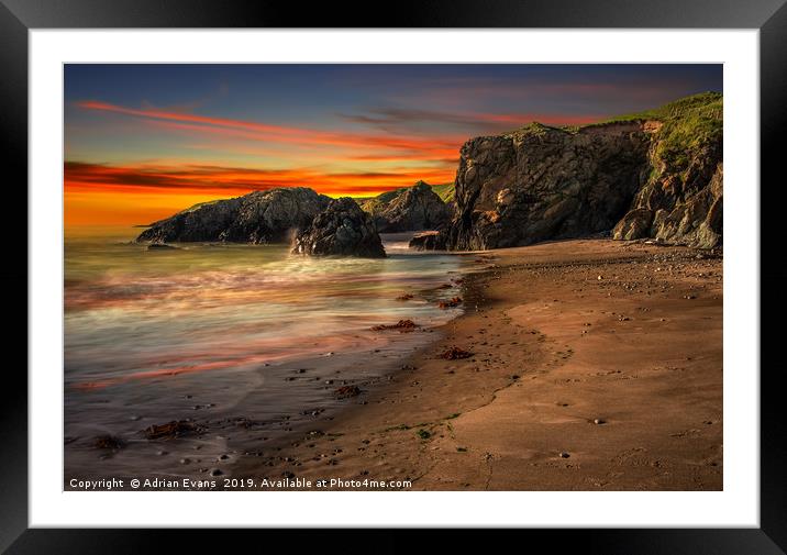 Welsh Coast Sunset Framed Mounted Print by Adrian Evans