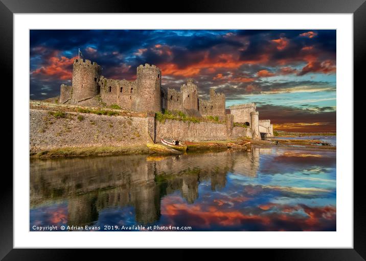 Conwy Castle Sunset Framed Mounted Print by Adrian Evans