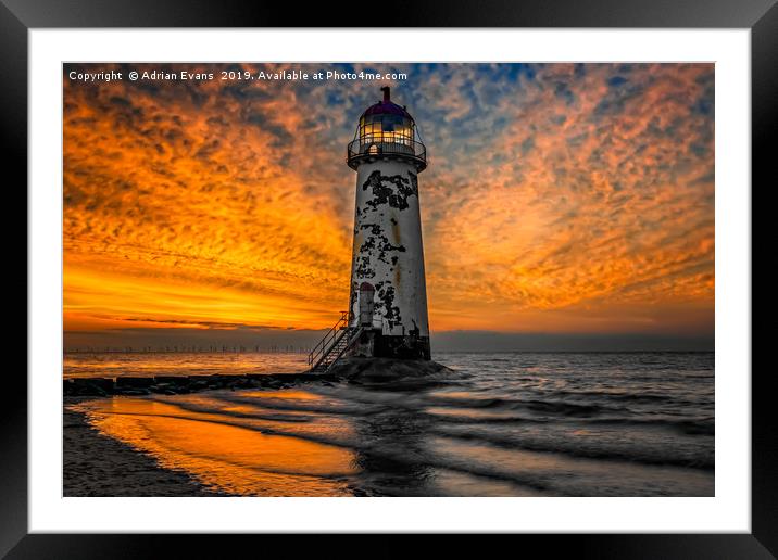 Talacre Beach Lighthouse Sunset Framed Mounted Print by Adrian Evans