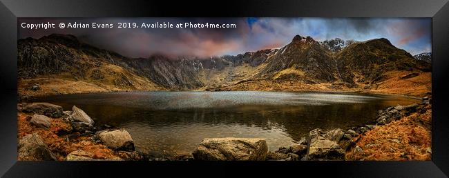 Idwal Lake Winter Sunset Framed Print by Adrian Evans
