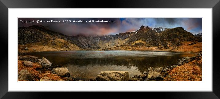 Idwal Lake Winter Sunset Framed Mounted Print by Adrian Evans