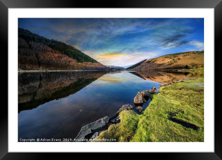 Lake Geirionydd Sunset Framed Mounted Print by Adrian Evans