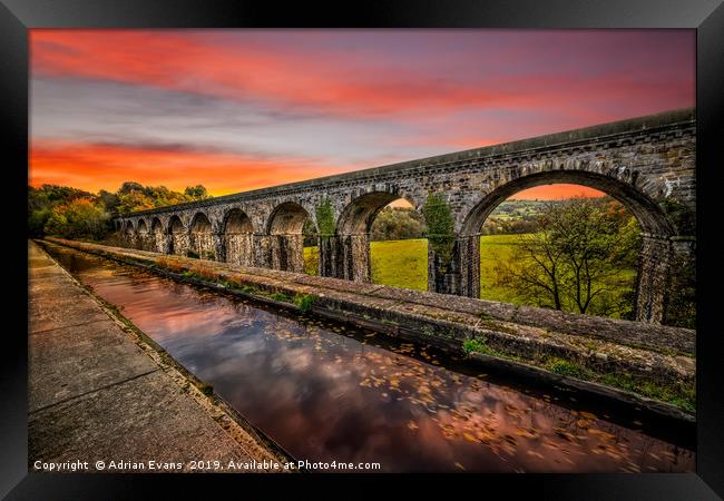 Chirk Aqueduct Sunset Framed Print by Adrian Evans