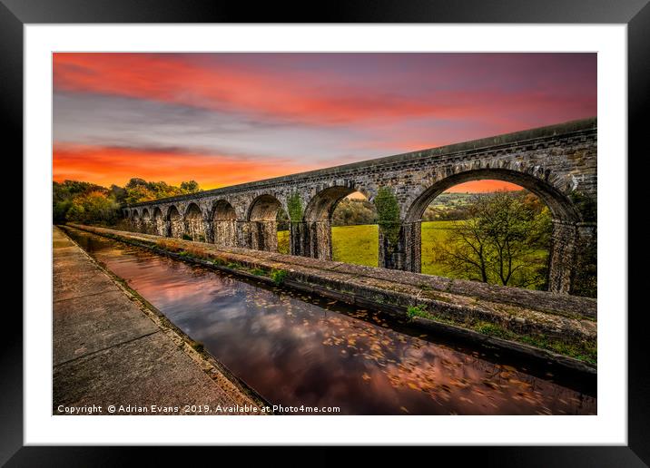 Chirk Aqueduct Sunset Framed Mounted Print by Adrian Evans