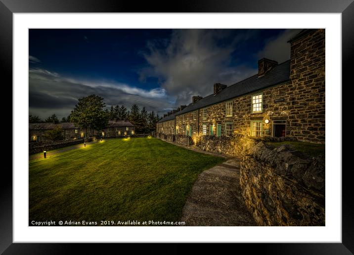 Welsh Cottages Twilight Framed Mounted Print by Adrian Evans