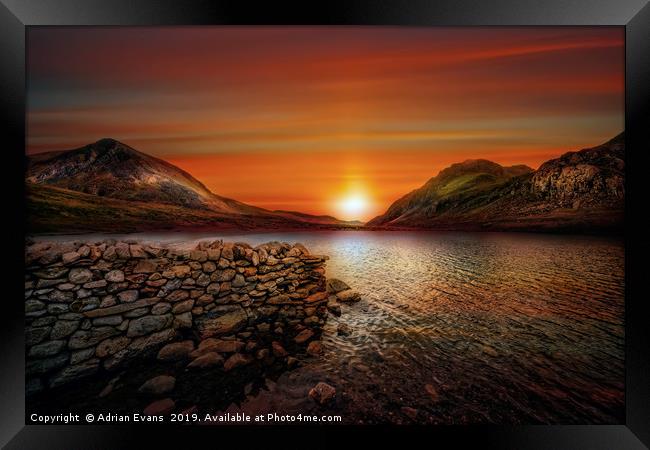 Idwal Lake Sunset Framed Print by Adrian Evans