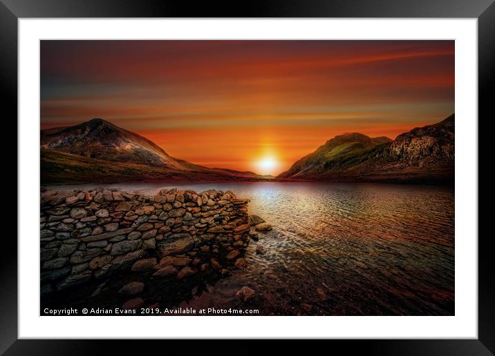 Idwal Lake Sunset Framed Mounted Print by Adrian Evans
