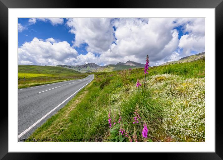 Road To Snowdon Mountain Framed Mounted Print by Adrian Evans