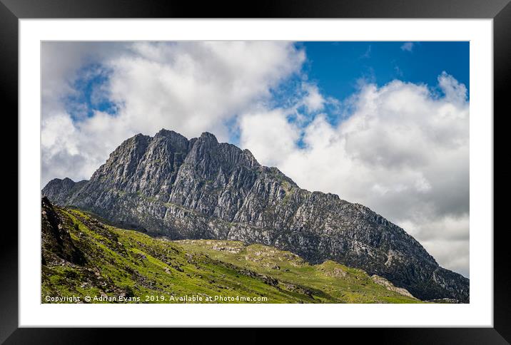 Tryfan mountain East Face Snowdonia Framed Mounted Print by Adrian Evans