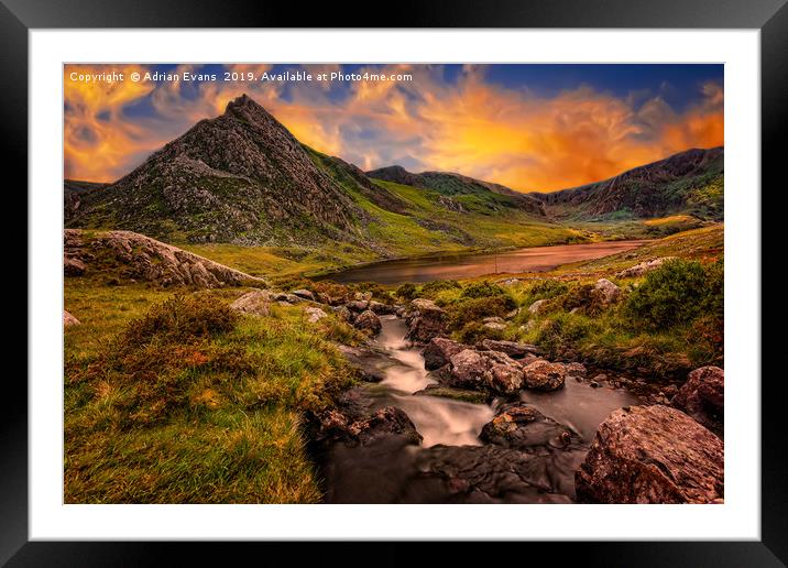 Ogwen Lake and Tryfan Snowdonia  Framed Mounted Print by Adrian Evans