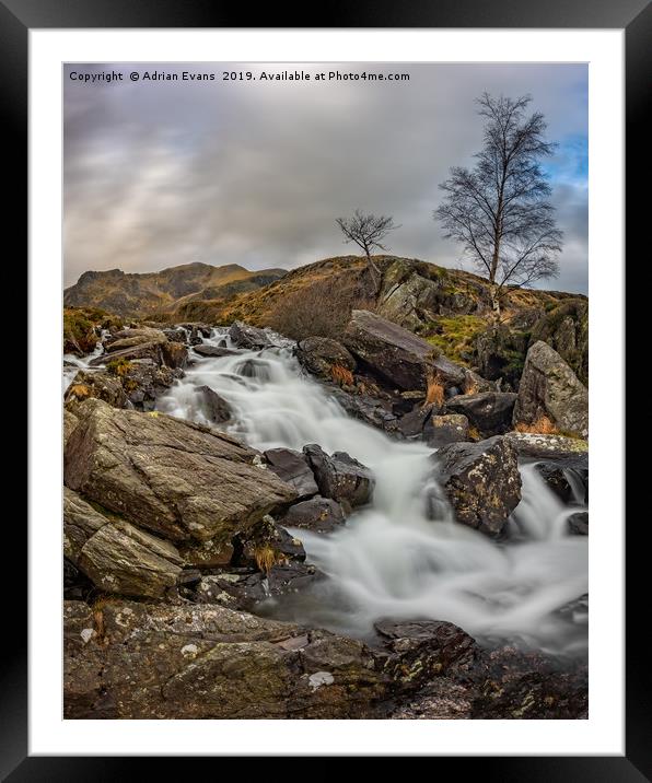 River Mountain Snowdonia Framed Mounted Print by Adrian Evans