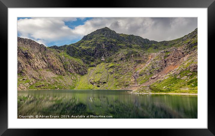 Lake Glaslyn with Mount Snowdon Framed Mounted Print by Adrian Evans