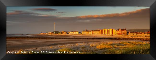 Sunny Rhyl Sunset Panorama Framed Print by Adrian Evans