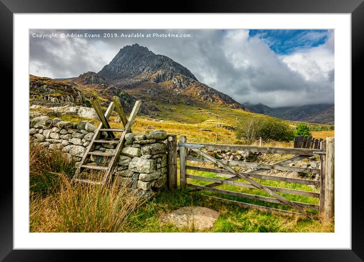 Gate to Tryfan Mountain East Snowdonia Framed Mounted Print by Adrian Evans