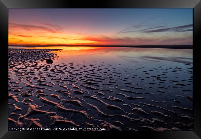 Sunset Seascape Wales Framed Print by Adrian Evans