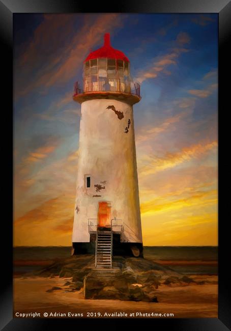 The Point of Ayr Lighthouse Sunset Framed Print by Adrian Evans