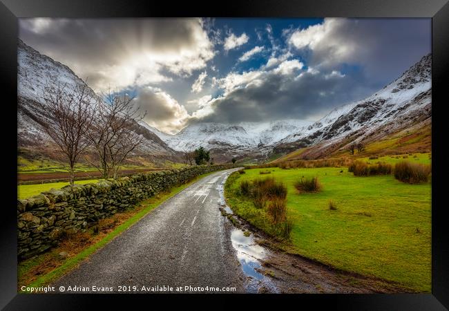 Welsh Valley Winter Framed Print by Adrian Evans