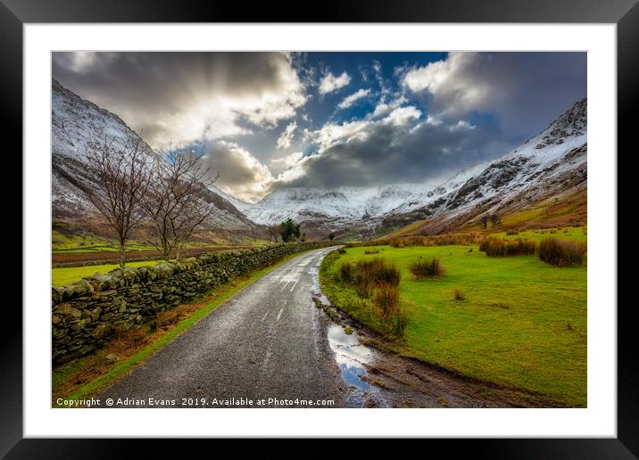 Welsh Valley Winter Framed Mounted Print by Adrian Evans
