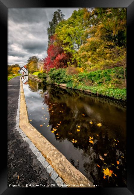 Llangollen Canal Path Autumn Framed Print by Adrian Evans