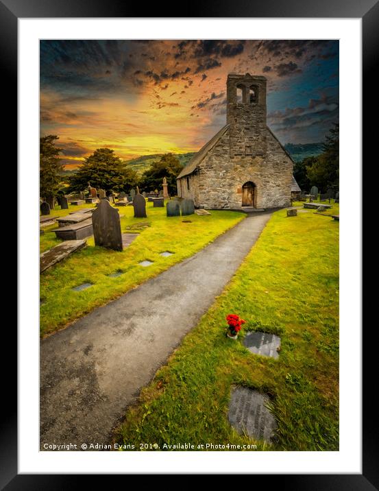 St. Mary Church Caerhun Wales Framed Mounted Print by Adrian Evans