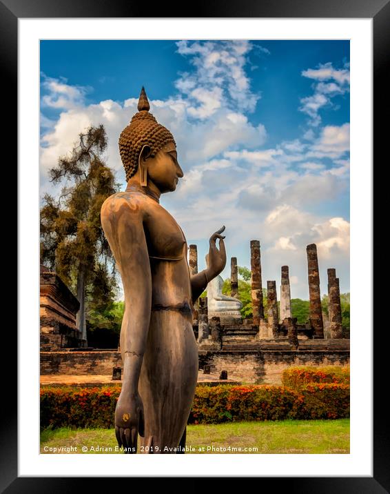 Sukhothai Buddha Thailand Framed Mounted Print by Adrian Evans