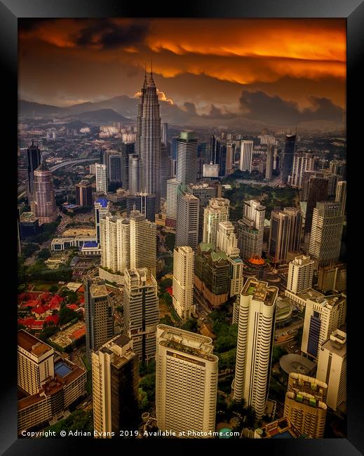 Kuala Lumpur City Sunset Framed Print by Adrian Evans