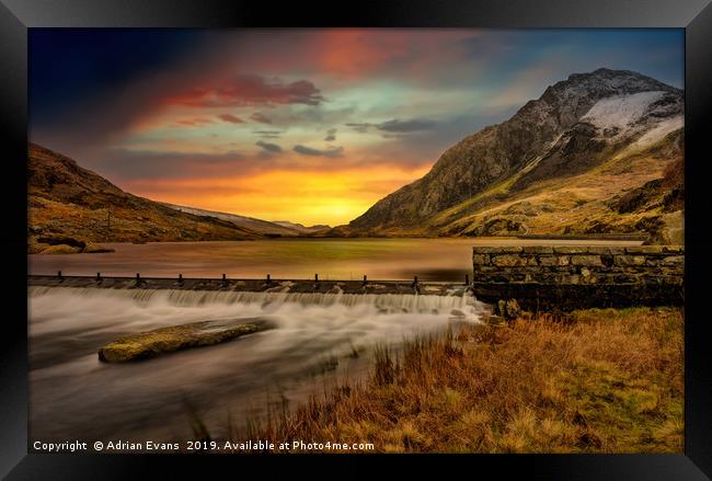 Tryfan Mountain Sunset Snowdonia Framed Print by Adrian Evans